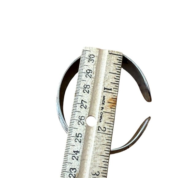 Vintage Tribal Silver Toned Cuff Bracelet Intricate Engraved Design - Picture 3 of 7